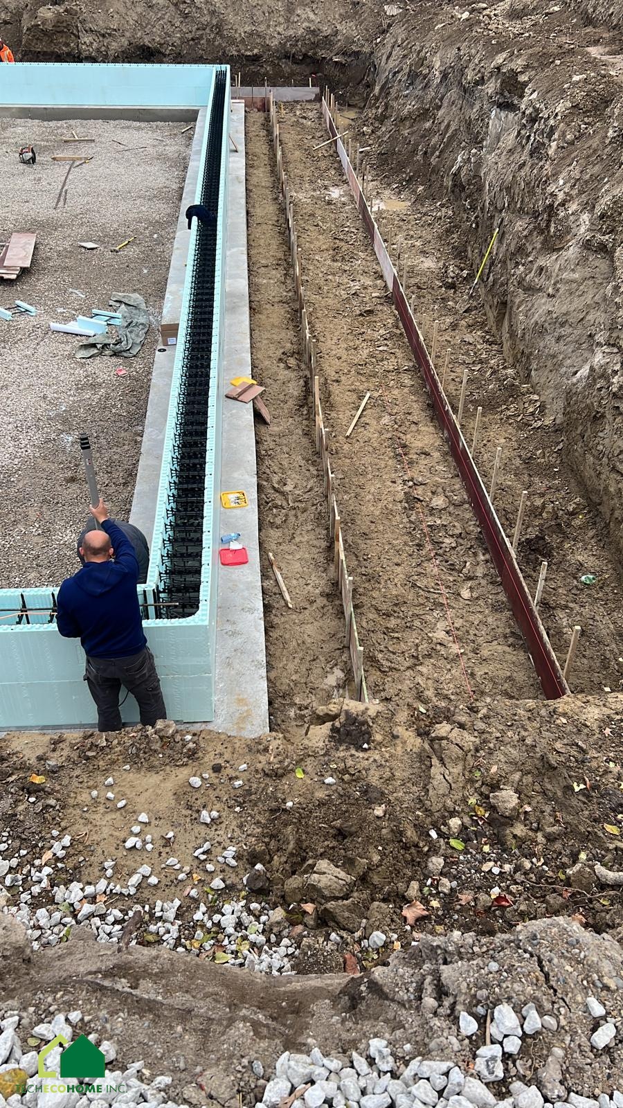 ICF foundation walls ready for backfill