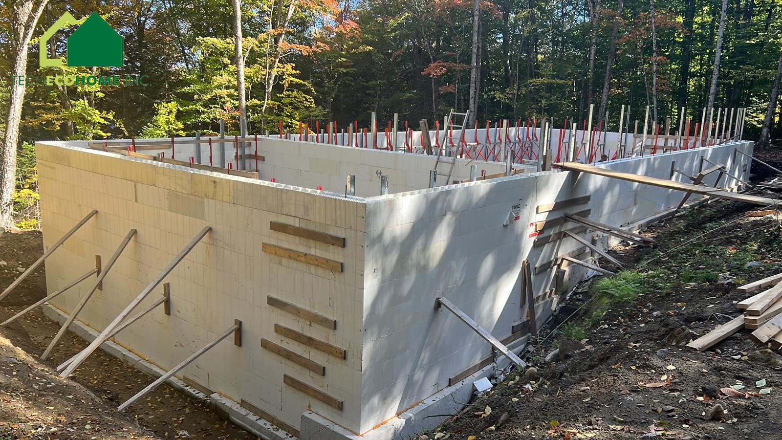 ICF foundation walls with window bucks and formed openings