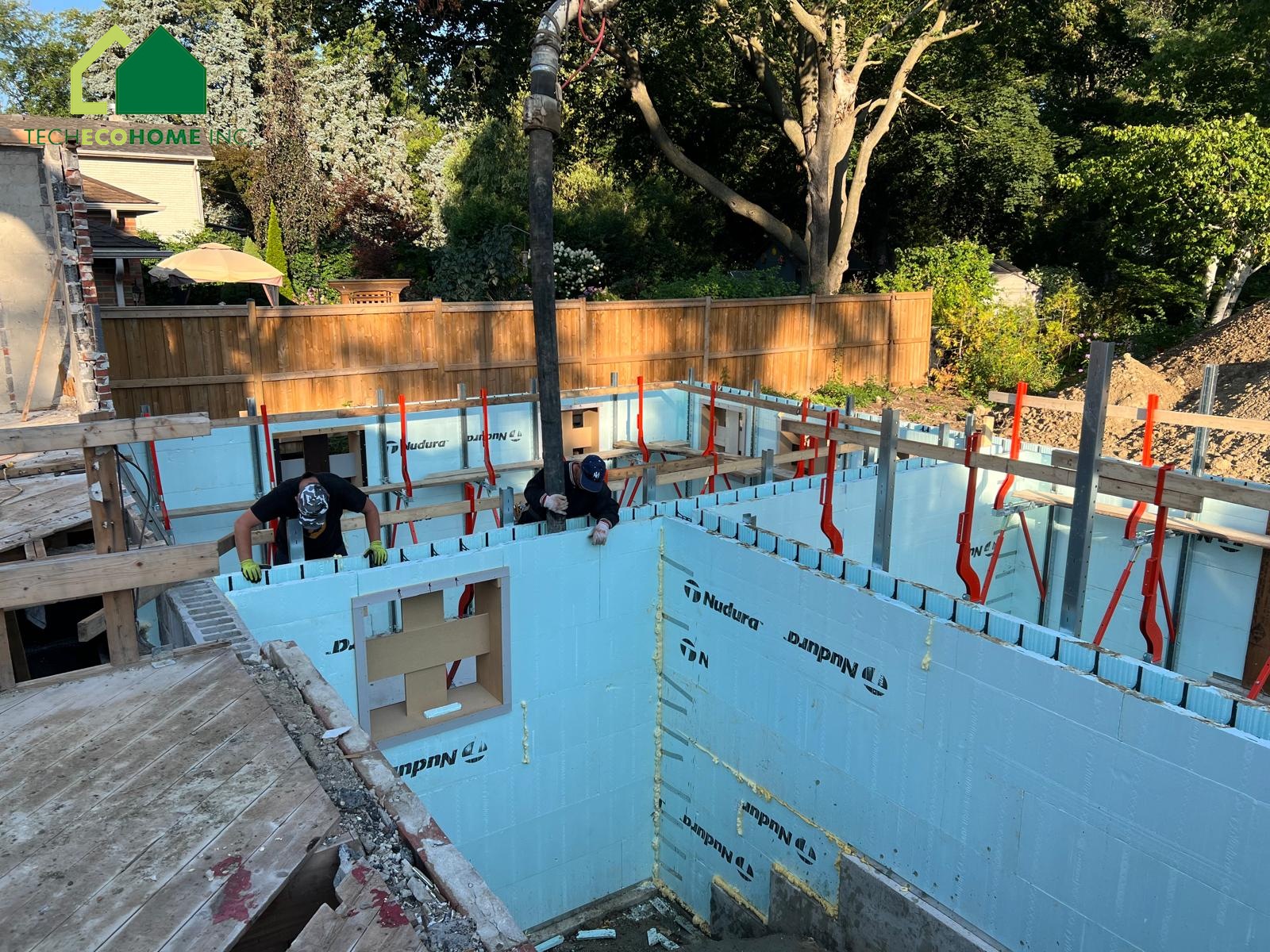 ICF wall assembly with bracing during construction