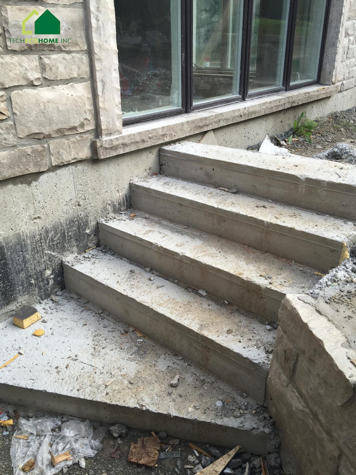 Finished concrete porch slab and steps
